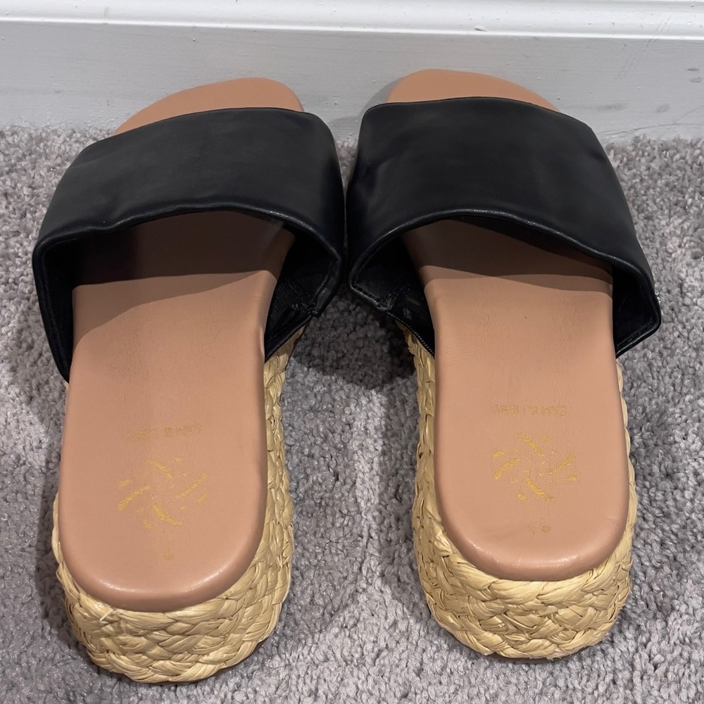 Sam & Libby Ingrid Espadrille Slide Platform Sandal, Black/Tan, Women's 9.5 NEW - Picture 5 of 13